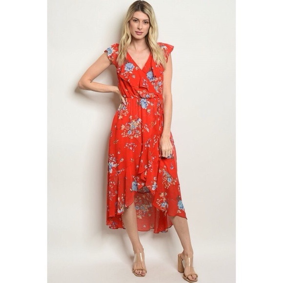 Soprano Dresses & Skirts - Soprano Red Floral Maxi Dress
